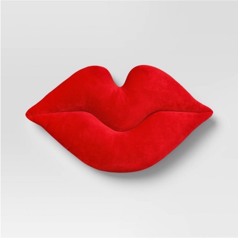 Red Lips Shaped Plush Pillow Room Essentials New 17x10 inch